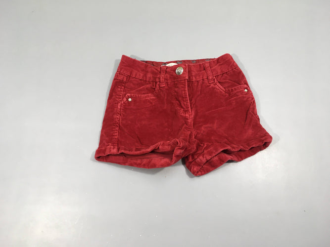 Short velours rouge revers, 98% coton 2% élasthane, moins cher chez Petit Kiwi