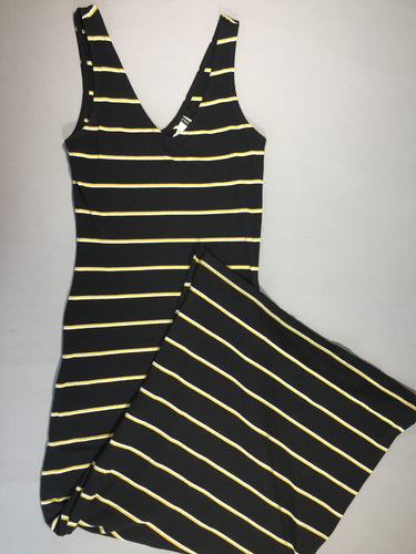 Neuve - Only - longue robe s.m jersey noire lignée blanc et jaune - taille XS, moins cher chez Petit Kiwi