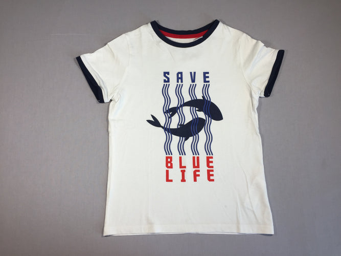 T-shirt m.c blanc Save Blue life (poissons), moins cher chez Petit Kiwi