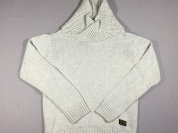 Pull gris clair col montant texturé