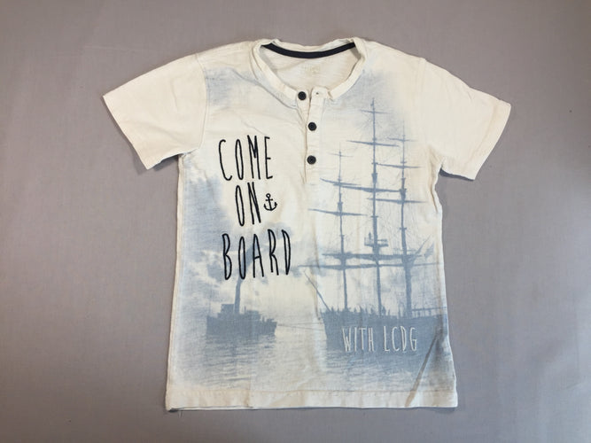 T-shirt m.c blanc Come On Board - bateau - taille estimée, moins cher chez Petit Kiwi