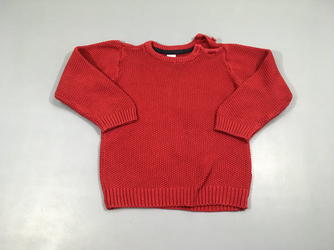 Pull rouge texturé, moins cher chez Petit Kiwi