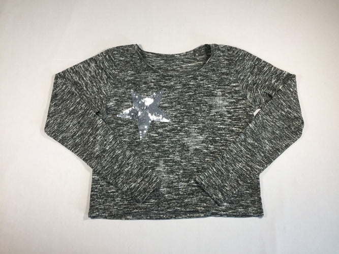 Pull fin gris foncé flammé - étoile argnetée sequins, moins cher chez Petit Kiwi