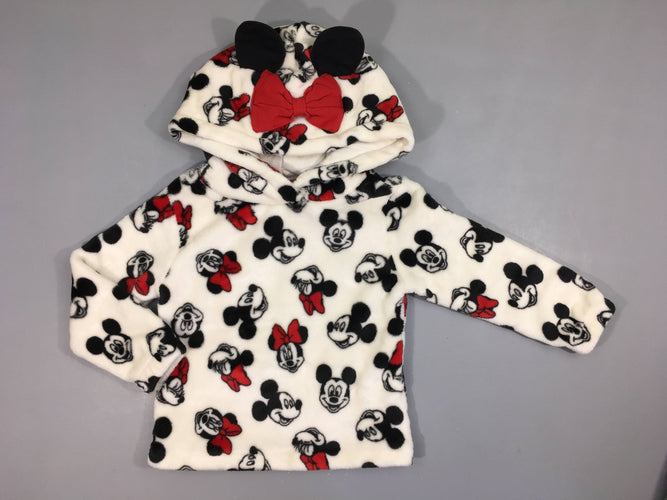 Sweat velours blanc Minnie à capuche, moins cher chez Petit Kiwi