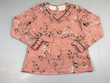 Blouse ml doublée vieux rose motifs fleurs Mimi Mignon