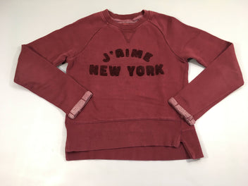 Sweat bordeau J'aime New Yorj texturé