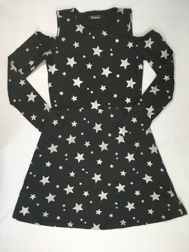 Robe m.l jersey noire étoiles, épaules dénudées, moins cher chez Petit Kiwi