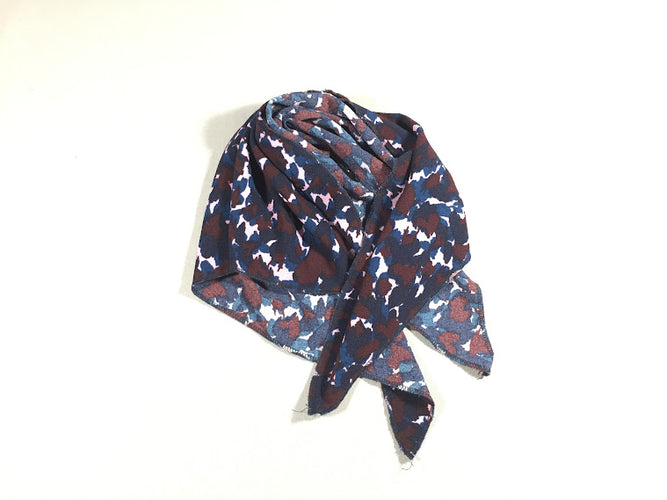 Foulard triangulaire - bleu marine/brun/rose, moins cher chez Petit Kiwi