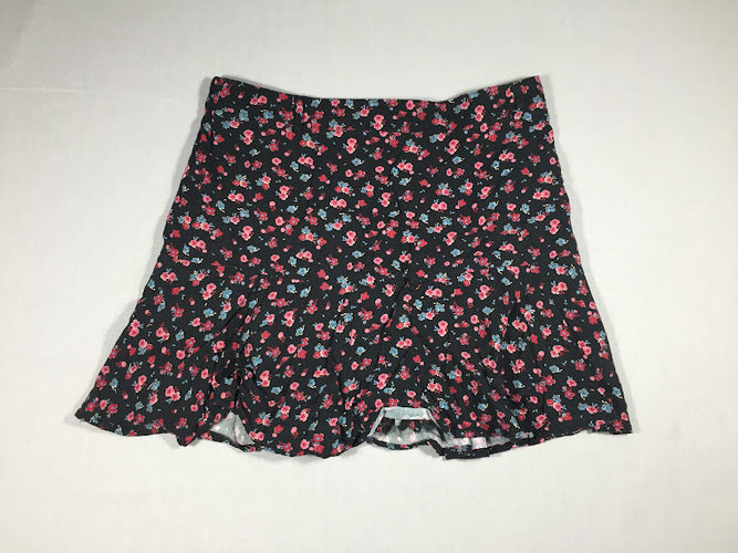 Jupe/short noire - petites fleurs roses, moins cher chez Petit Kiwi