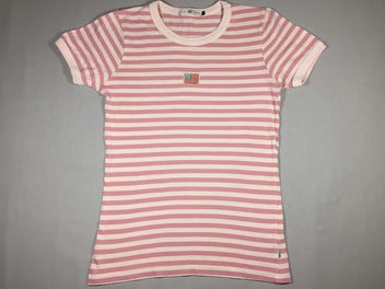 T-shirt m.c ligné rose drapeau - S