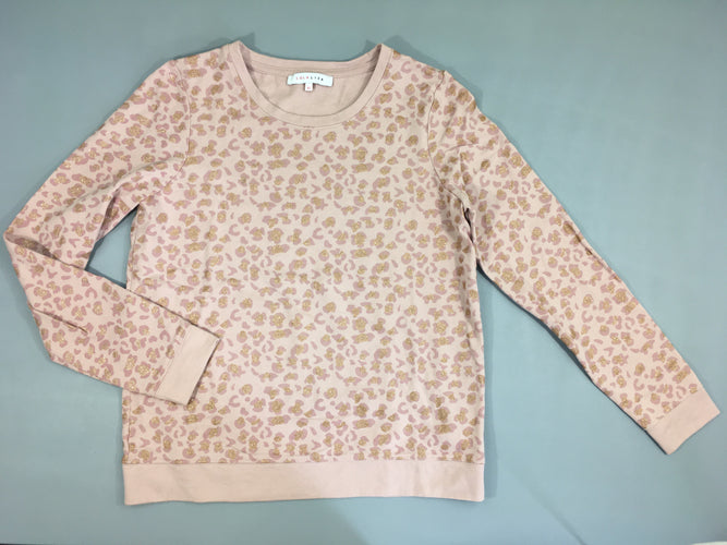 Sweat rose pâle motifs léopard, taille XS, moins cher chez Petit Kiwi