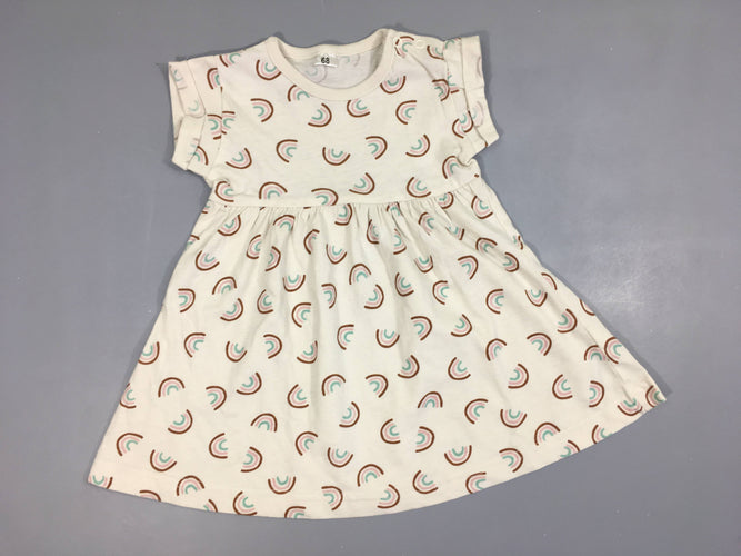 Robe m.c jersey blanc arc-en-ciel, moins cher chez Petit Kiwi