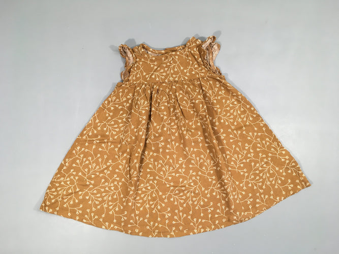 Robe m.c coton brun fleurs, moins cher chez Petit Kiwi