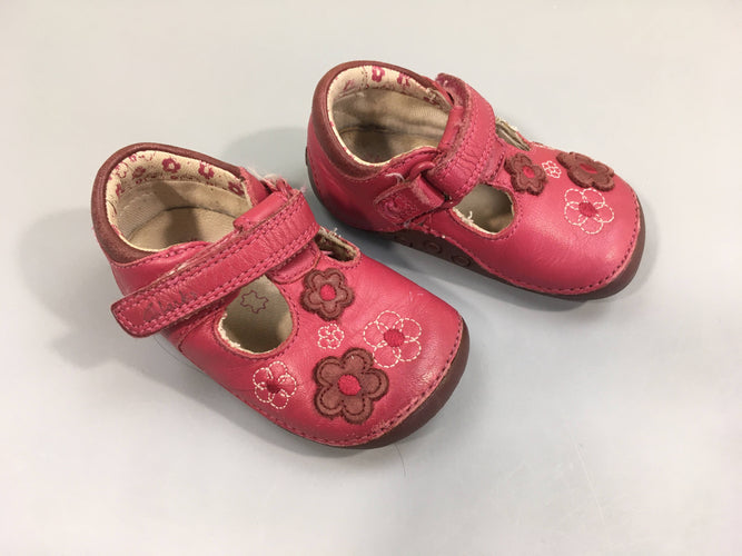 Chaussures ouvertes en cuir bordeaux fleurs Clarks, 18, moins cher chez Petit Kiwi