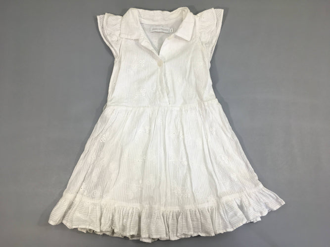 Robe m.c blanche broderies boutons, moins cher chez Petit Kiwi