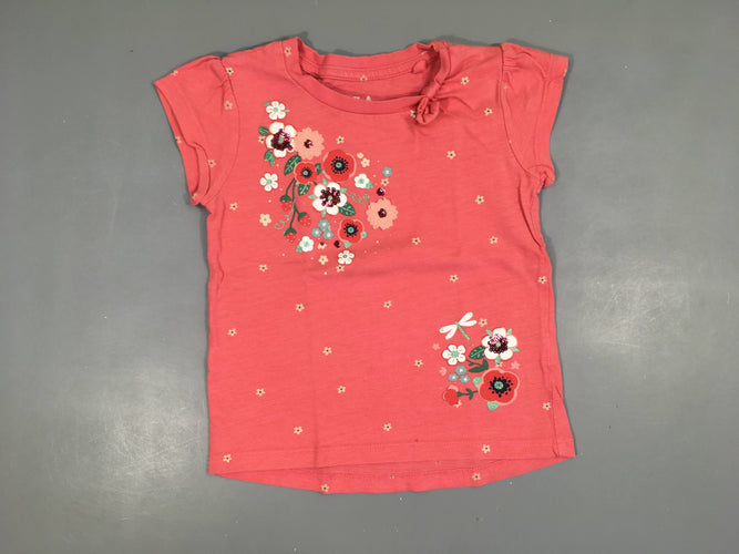 T-shirt m.c rose flammé fleurs sequins, moins cher chez Petit Kiwi