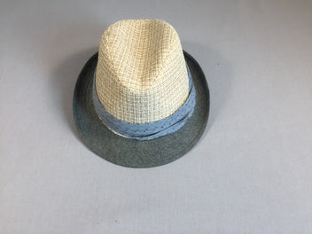 Chapeau style paille - bord gris