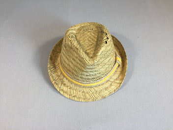 Chapeau paille - ruban tressé jaune 52cm