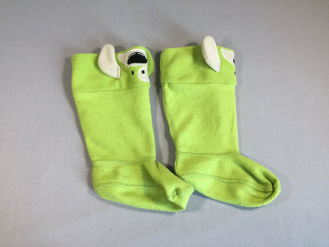 Chaussons en polar vert pour mettre dans des bottes, moins cher chez Petit Kiwi