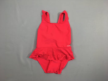 Maillot corail néon jupette ajourée