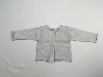 Gilet gris fil irisé, 24% laine 7% cachemire 7% angora (taille très petit équivalent 3m)