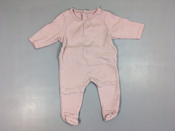 Pyjama jersey jersey rayé rose/mauve, moins cher chez Petit Kiwi