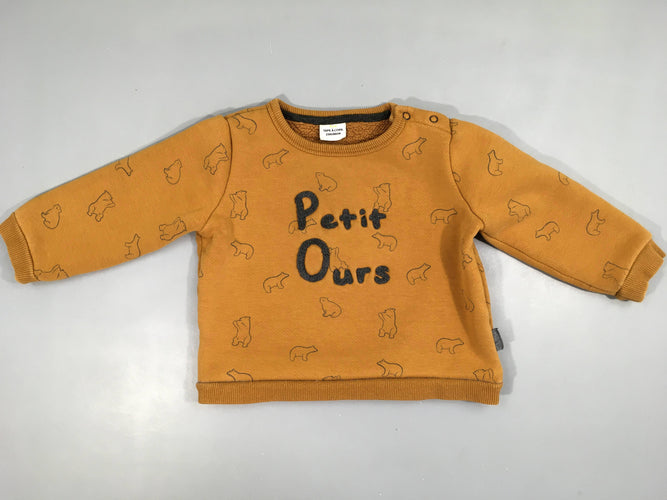 Sweat ocre petit ours, moins cher chez Petit Kiwi