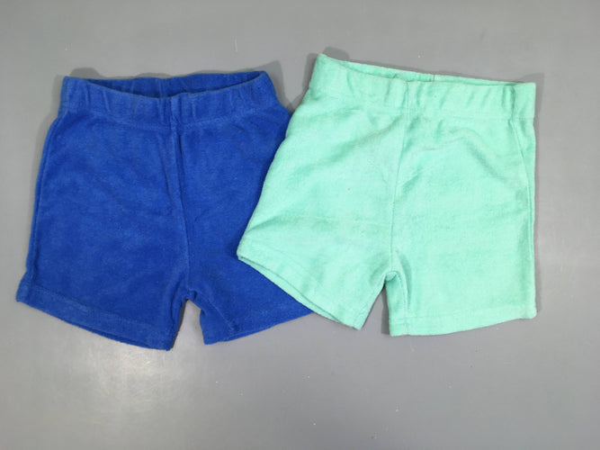 Lot de 2 bermudas éponges bleu/turquoise, moins cher chez Petit Kiwi