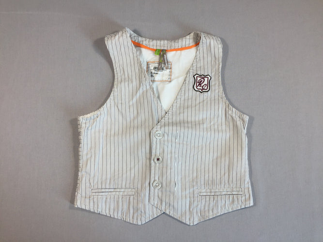 Gilet s.m  en coton blanc ligné, moins cher chez Petit Kiwi