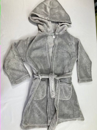 Peignoir velours à capuche gris, moins cher chez Petit Kiwi