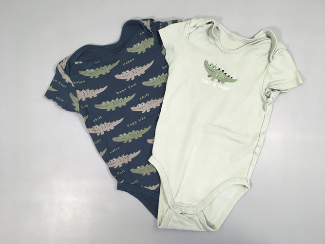 Lot de 2 bodies m.c bleu foncé/kaki crocodiles, moins cher chez Petit Kiwi