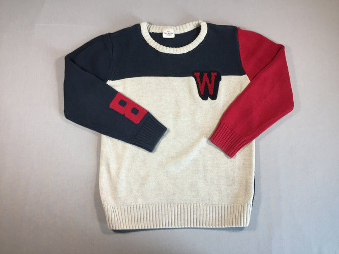 Pull bleu marine/blanc/rouge W8, moins cher chez Petit Kiwi