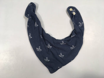 Bavoir bandana bleu foncé bateaux