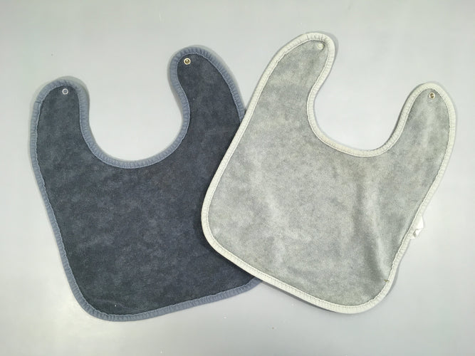 Lot de 2 bavoirs éponge bleu/gris, moins cher chez Petit Kiwi