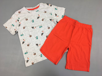 Pyjama 2pcs jersey gris flammé pélican-Short orange