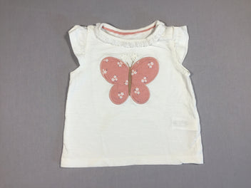 T-shirt m.c blanc papillon matelassé rose