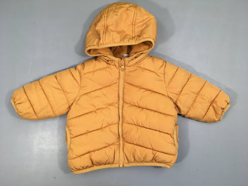 Doudoune zippée à capuche jaune doublé polar