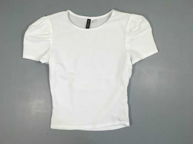 Blouse m.c crêpe blanche légèrement boulochée, moins cher chez Petit Kiwi