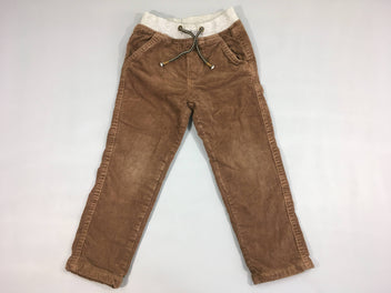 Pantalon velours brun taille élastique doublé jersey