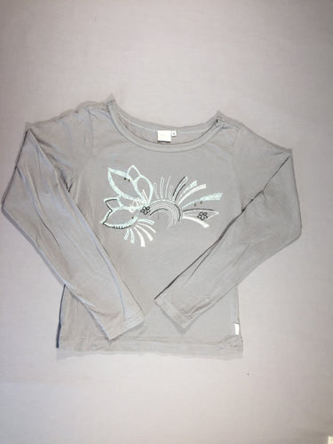 T-shirt m.l gris - flocage bleu clair avec broderies blanches et grises - S, moins cher chez Petit Kiwi