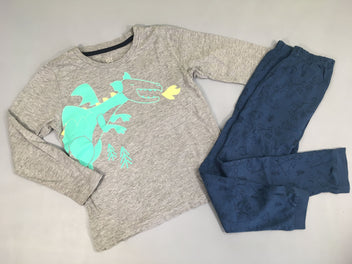 Pyjama 2pcs jersey gris-bleu Dragon