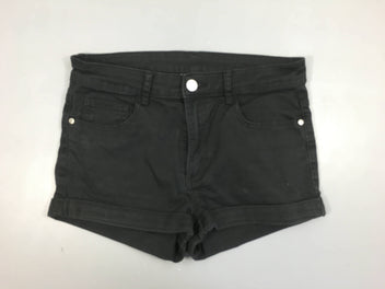 Short en jean à revers noir