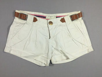 Bhershka - Short blanc à revers ceinture - 32