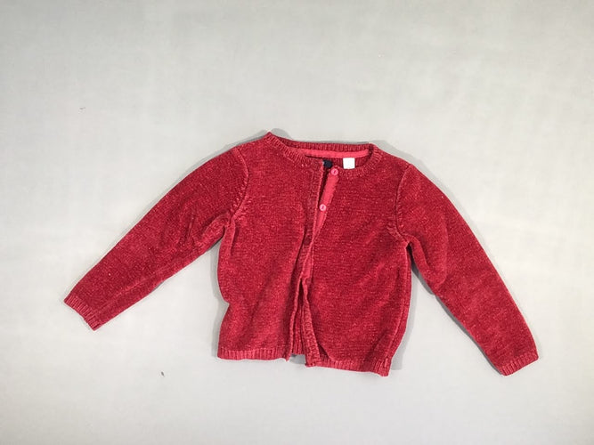 Gilet rouge fil irisé, moins cher chez Petit Kiwi