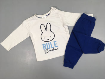 Pyjama 2pcs jersey blanc/bleu Miffy Légèrement bouloché