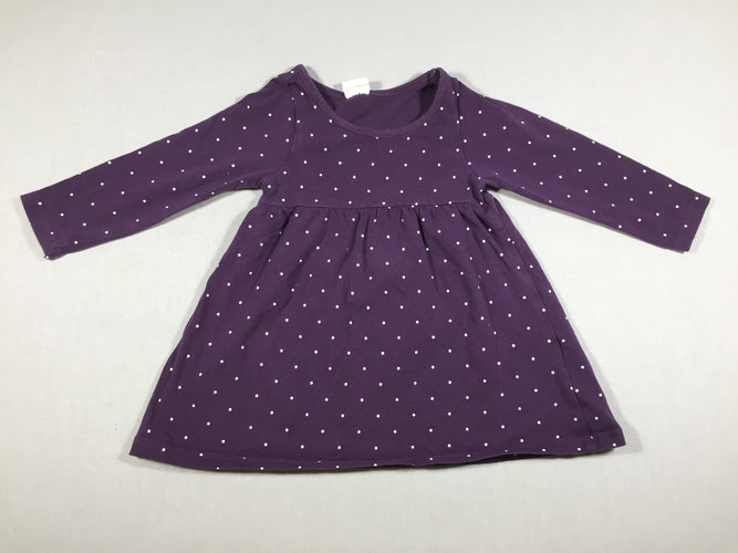 Robe ml jersey mauve points blancs, moins cher chez Petit Kiwi