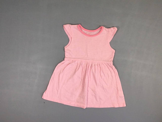 Robe m.c jersey rose rayé, moins cher chez Petit Kiwi