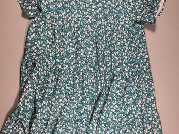 Robe m.c turquoise fleurie - large et fluide - taille estimée