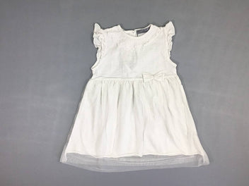 Robe m.c jersey blanche bas tulle