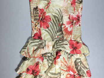 Bershka - Robe bustier - brun clair/fleurs roses/ feuilles vertes - S